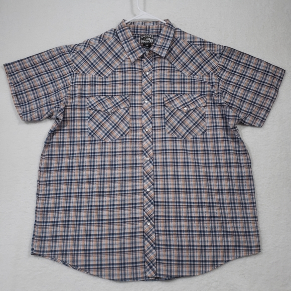 Casual country outfitters plaid western pearl snap button down S/S shirt 3XL - Picture 1 of 10